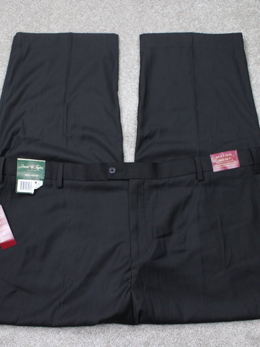 David Taylor Dress Pants NWT Mens 50x30 Black Motion Waist Wrinkle Resistant